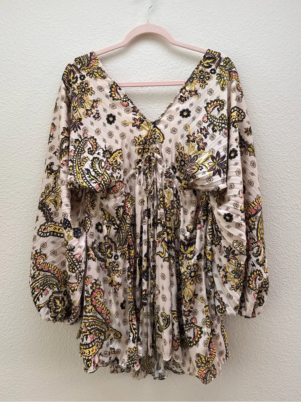 Free People Arzel Printed Mini Dress - Tea Combo - Size Small